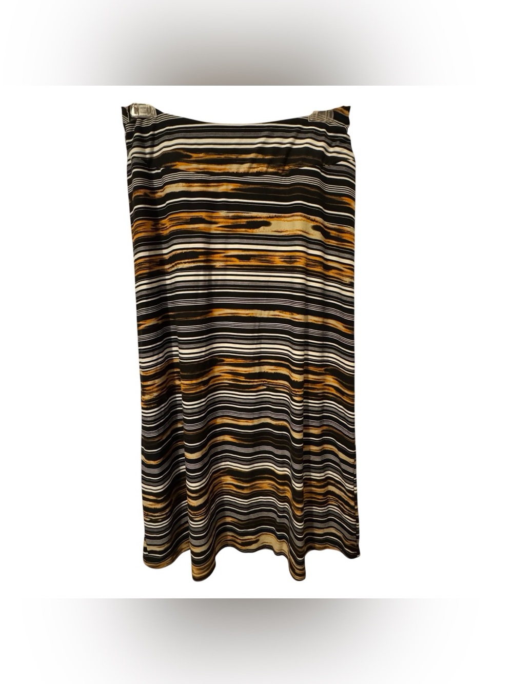 Robert Louis Striped Midi Skirt in Black, White & Gold Tones